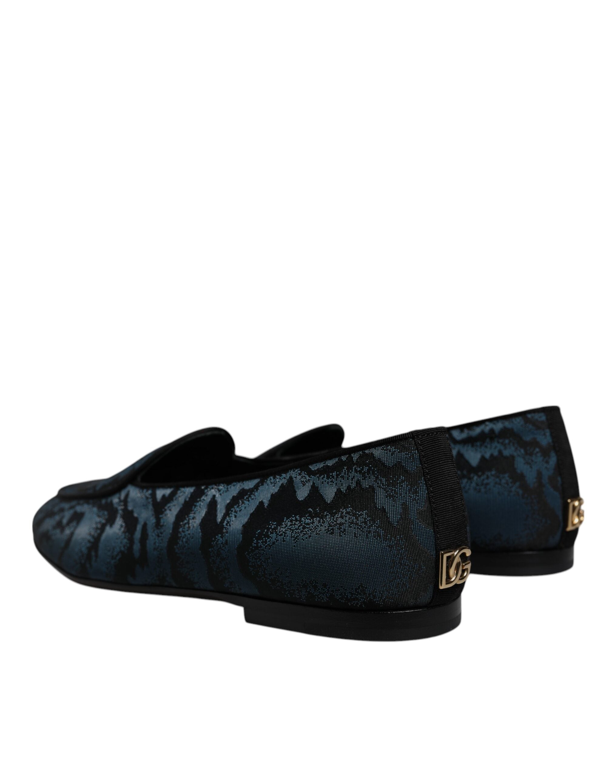 Dolce &amp; Gabbana Blue Black Flats Ανδρικά παπούτσια φόρεμα Loafers