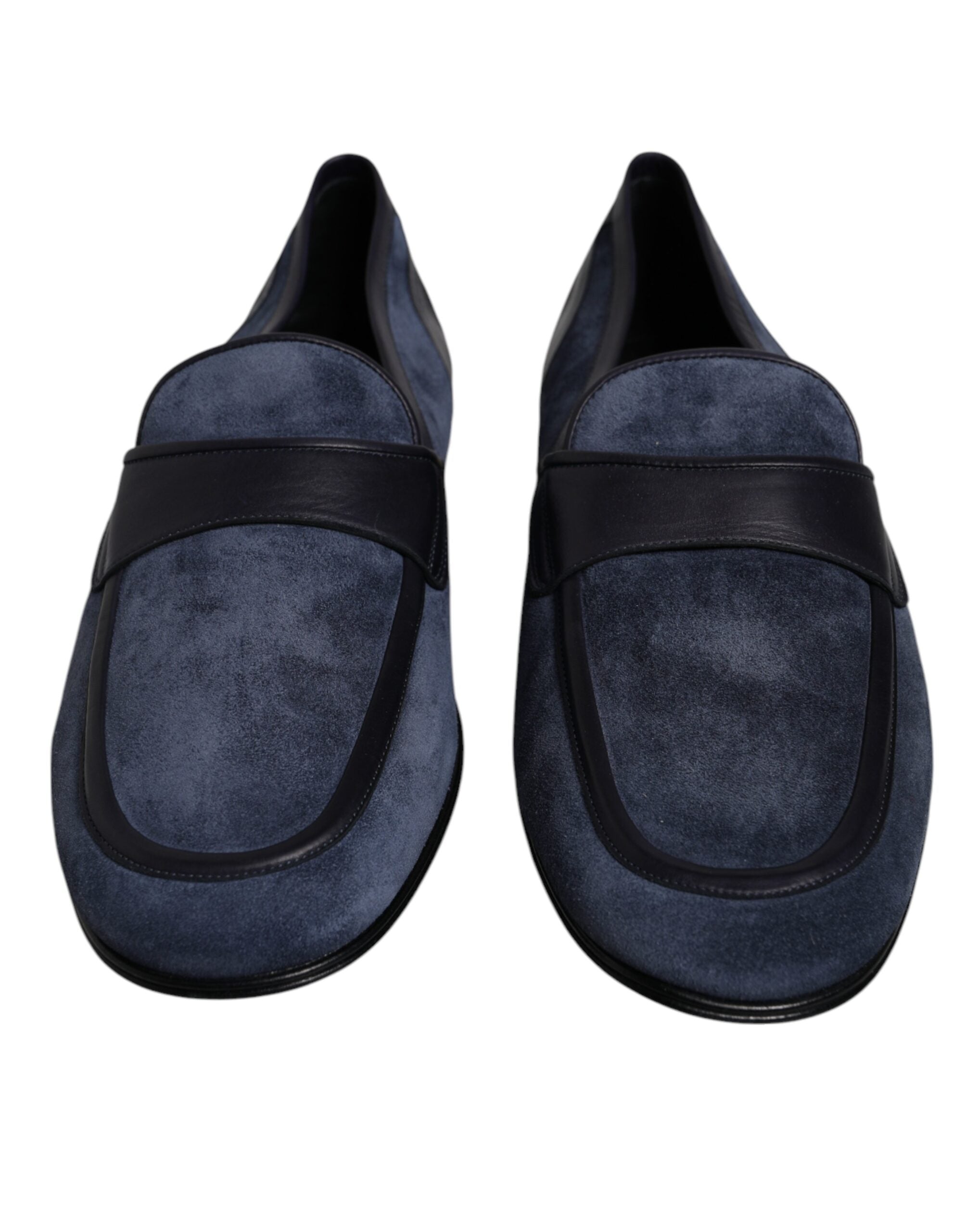 Dolce &amp; Gabbana Blue Suede Leather Shoes Loafer Moccasin Shoes