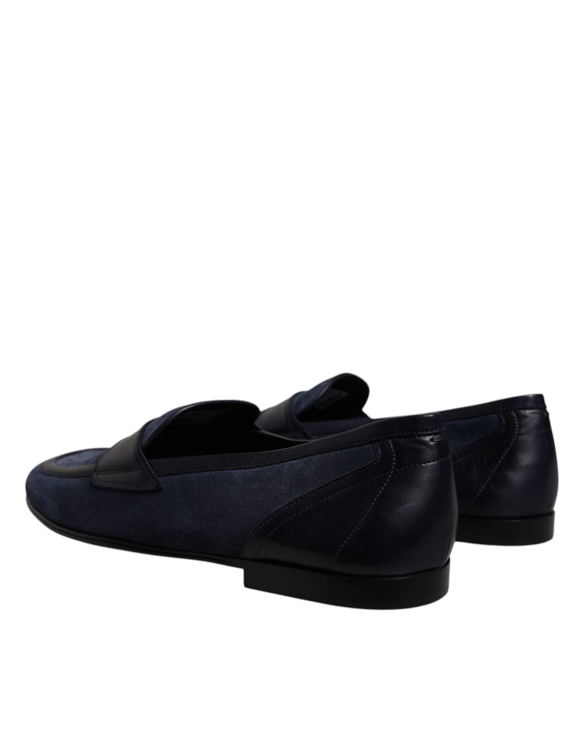 Dolce &amp; Gabbana Blue Suede Leather Shoes Loafer Moccasin Shoes