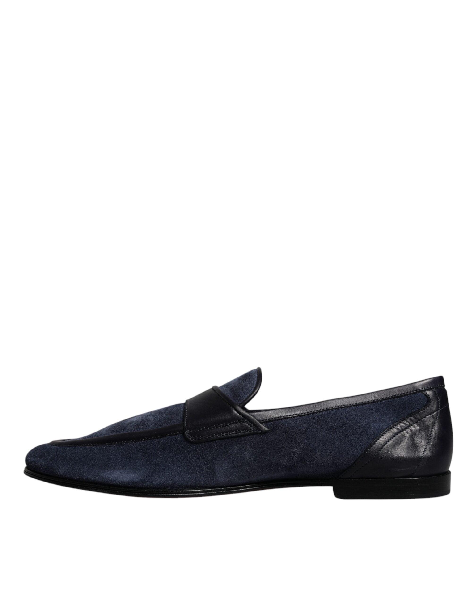 Dolce &amp; Gabbana Blue Suede Leather Shoes Loafer Moccasin Shoes