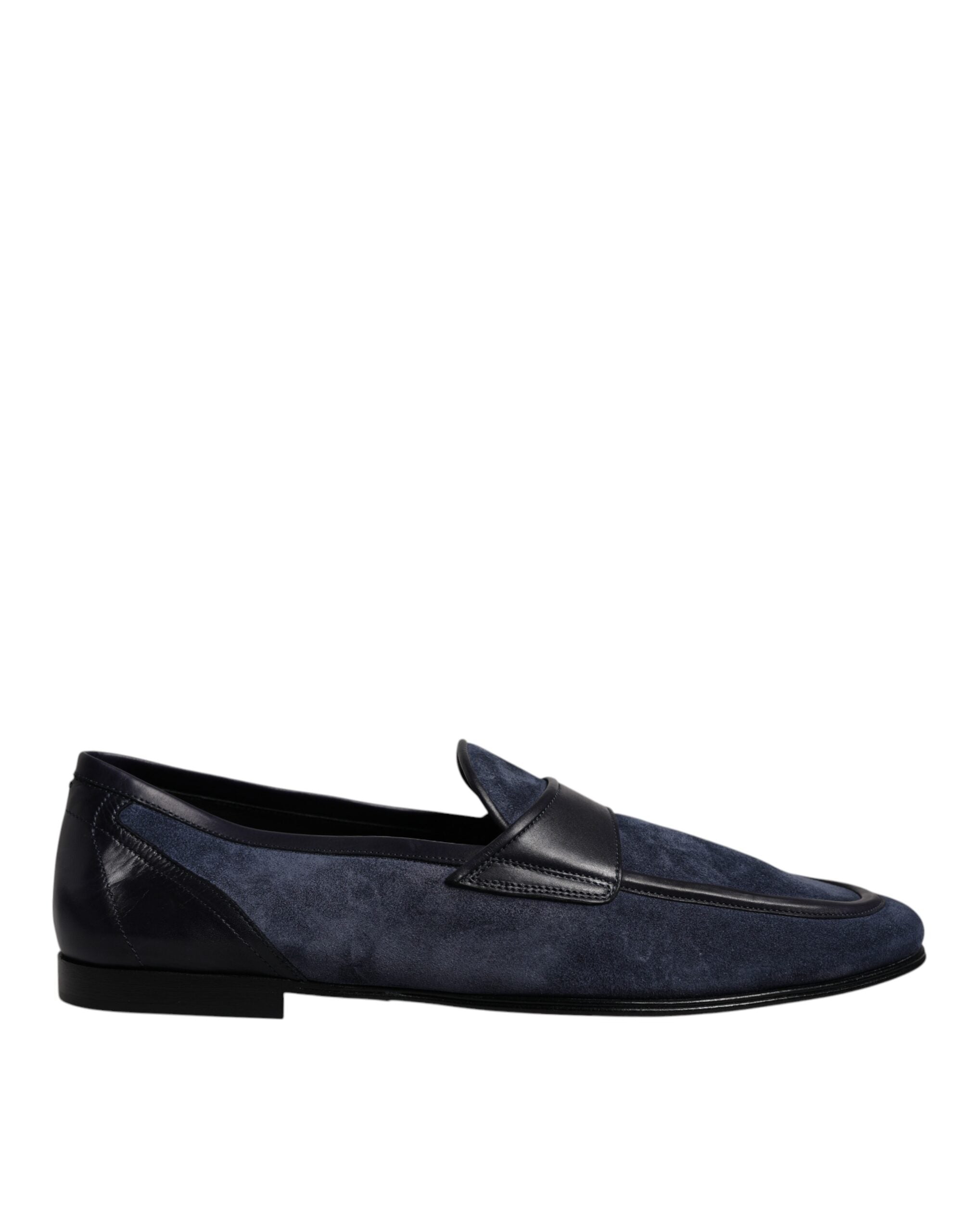 Dolce &amp; Gabbana Blue Suede Leather Shoes Loafer Moccasin Shoes