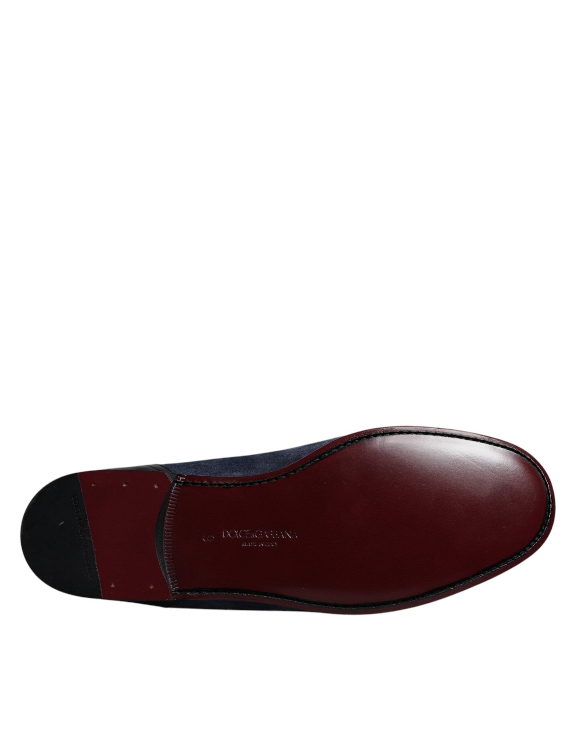 Dolce &amp; Gabbana Blue Suede Leather Shoes Loafer Moccasin Shoes
