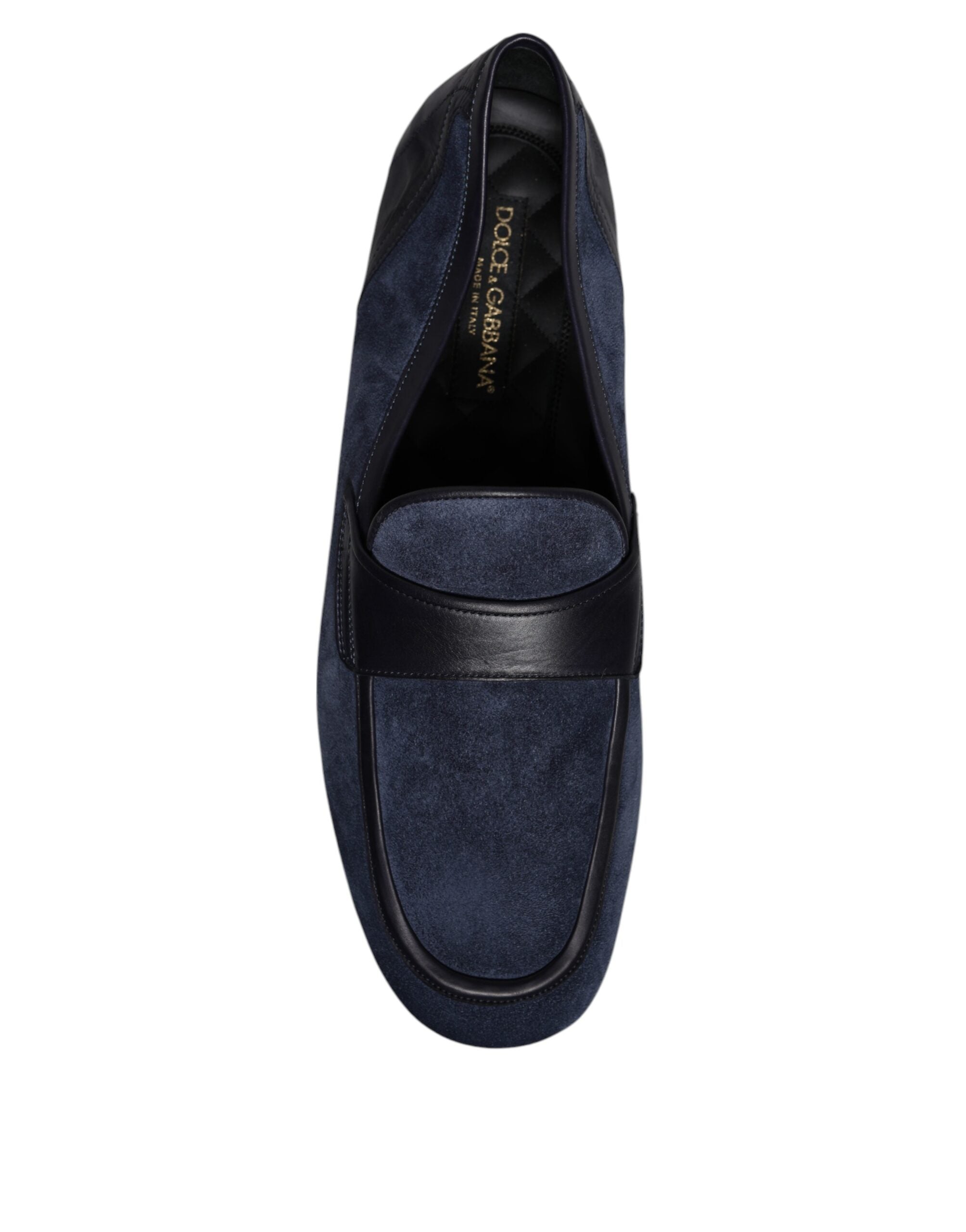 Dolce &amp; Gabbana Blue Suede Leather Shoes Loafer Moccasin Shoes