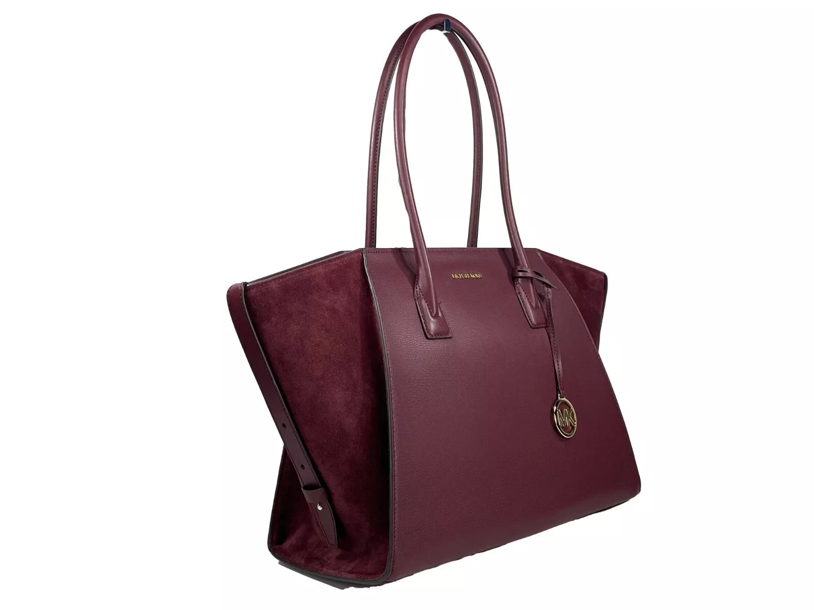 Τσάντα με φερμουάρ Michael Kors Avril XL Suede, Oxblood Red