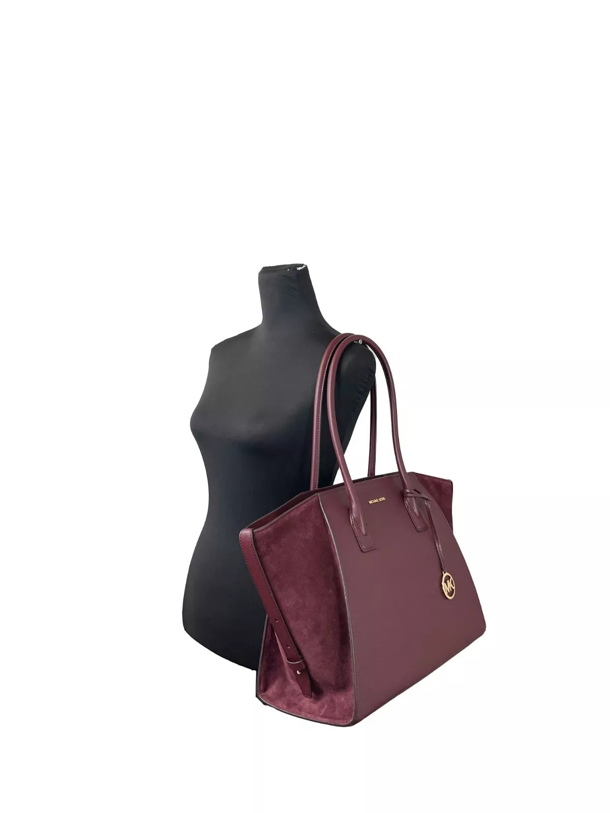 Τσάντα με φερμουάρ Michael Kors Avril XL Suede, Oxblood Red