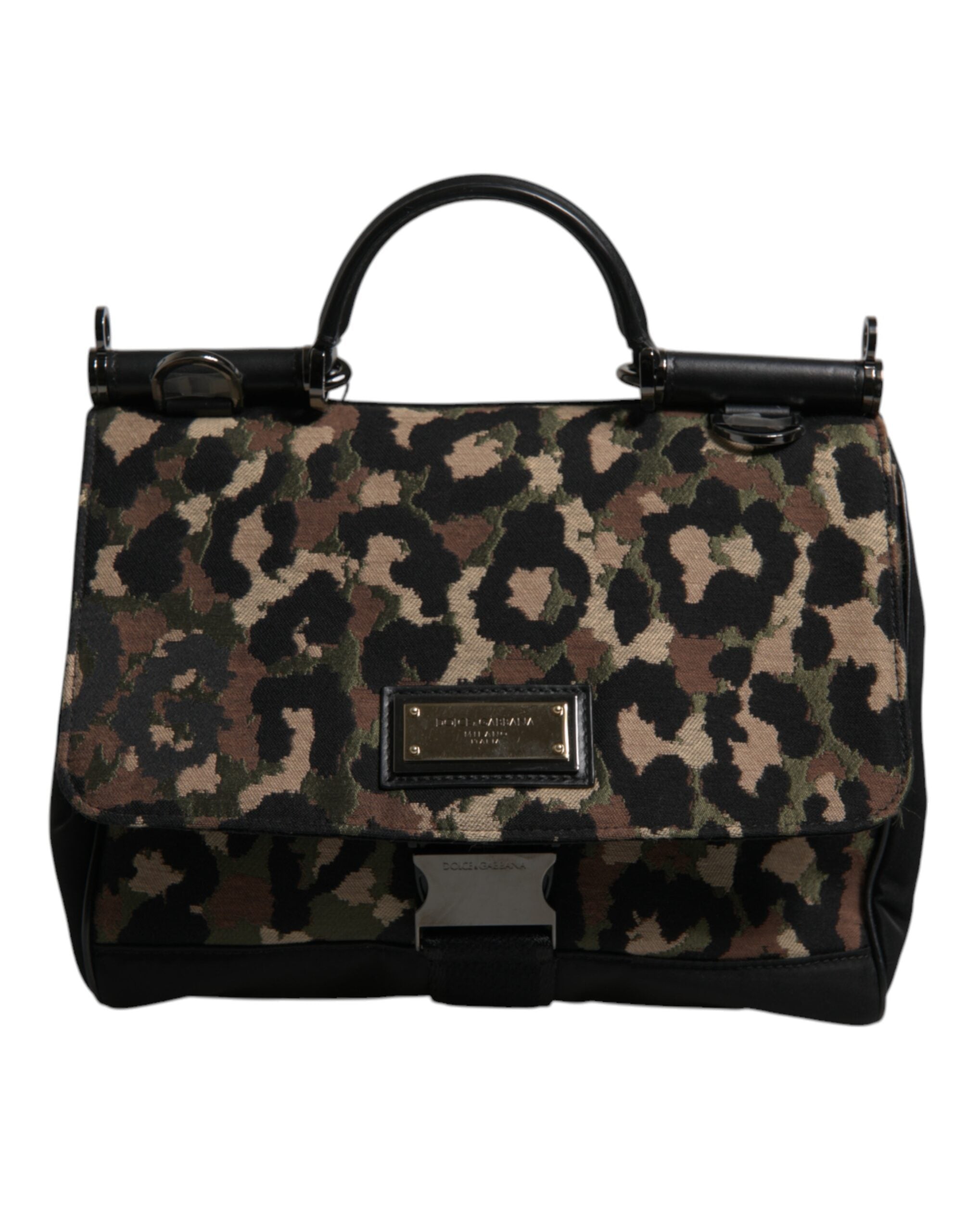 Τσάντα Dolce &amp; Gabbana Brown Leopard Print Lacquard Nylon Sicily Tote Bag