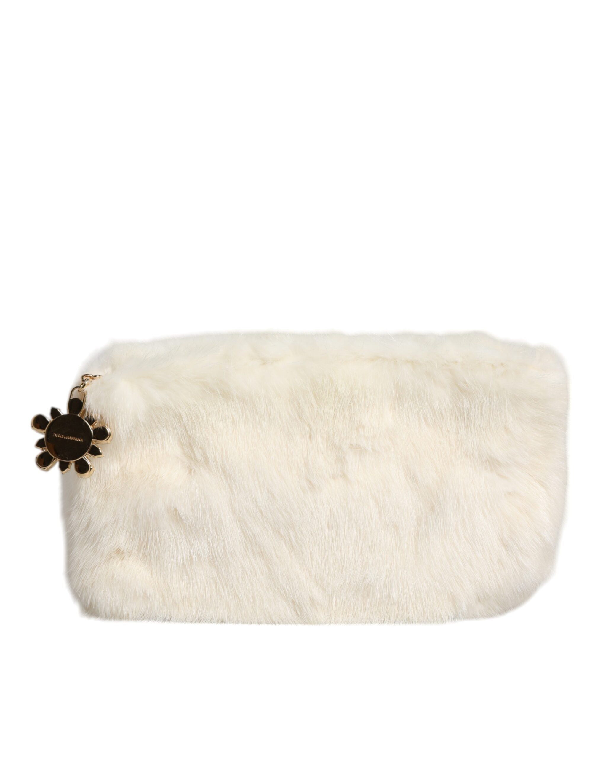 Τσάντα Dolce &amp; Gabbana White Fur Handbag Clutch Gurse Pouch Bag