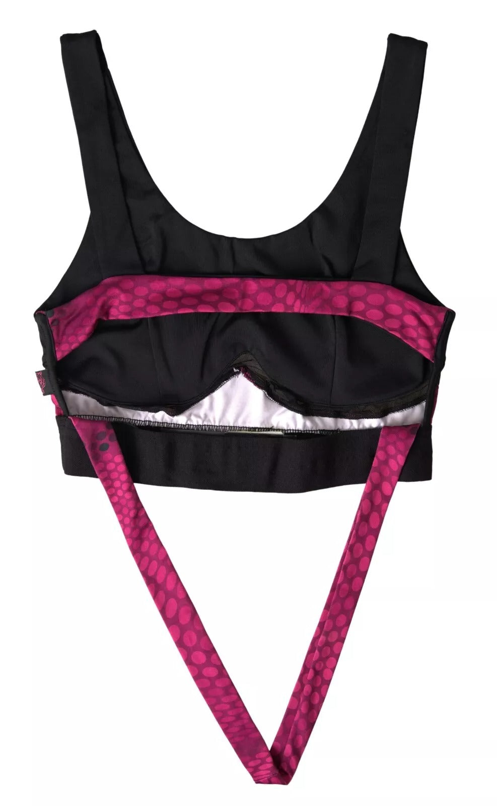 Plein Sport Sleek Μαύρο αθλητικό σουτιέν με φούξια προφορά