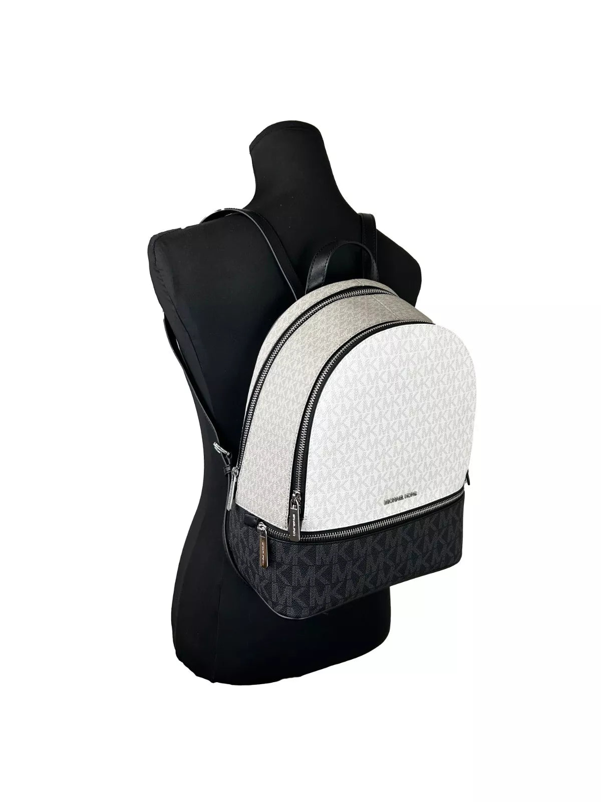 Michael Kors Rhea Medium PVC Backpack Bookbag Optic White Multi
