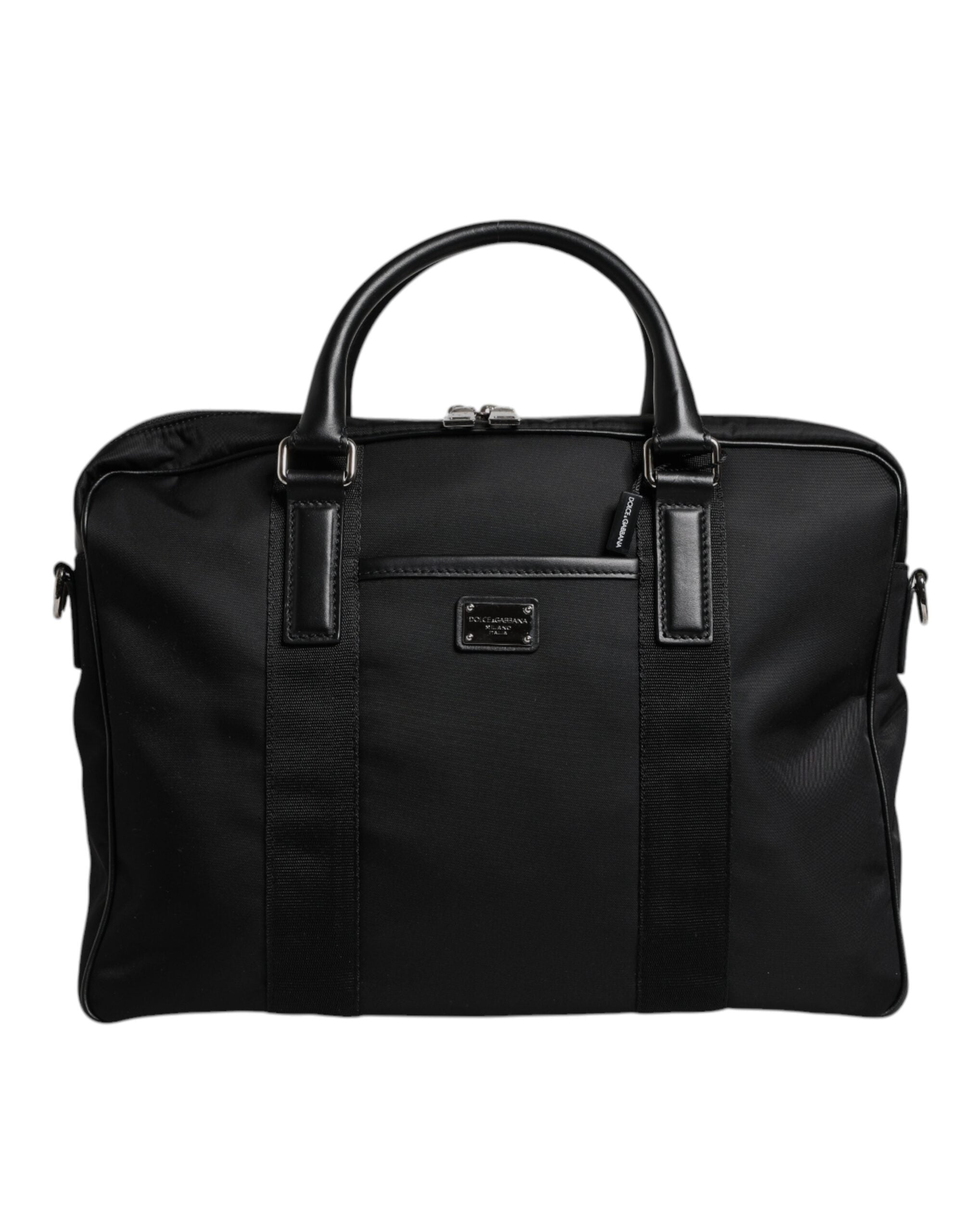 Dolce & Gabbana Black Leather Document Briefcase Top Handle Bag