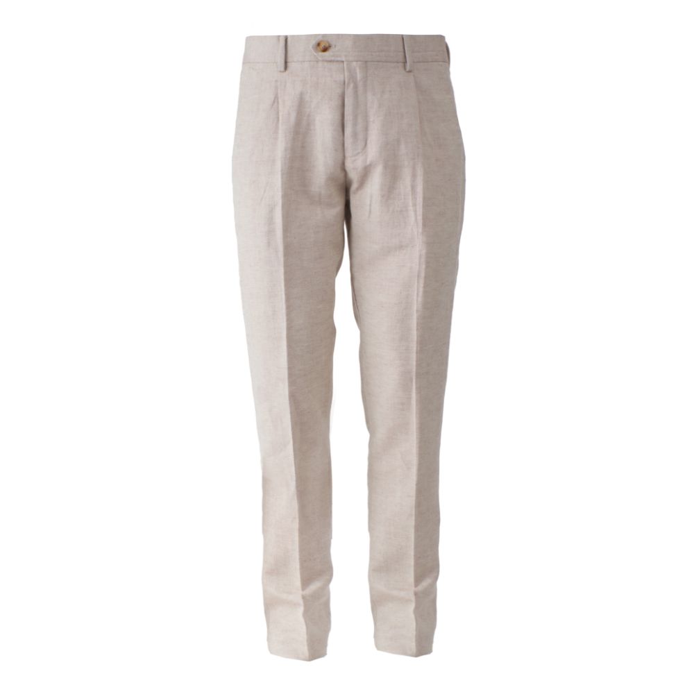 Yes Zee Beige Linen Jeans & Pant