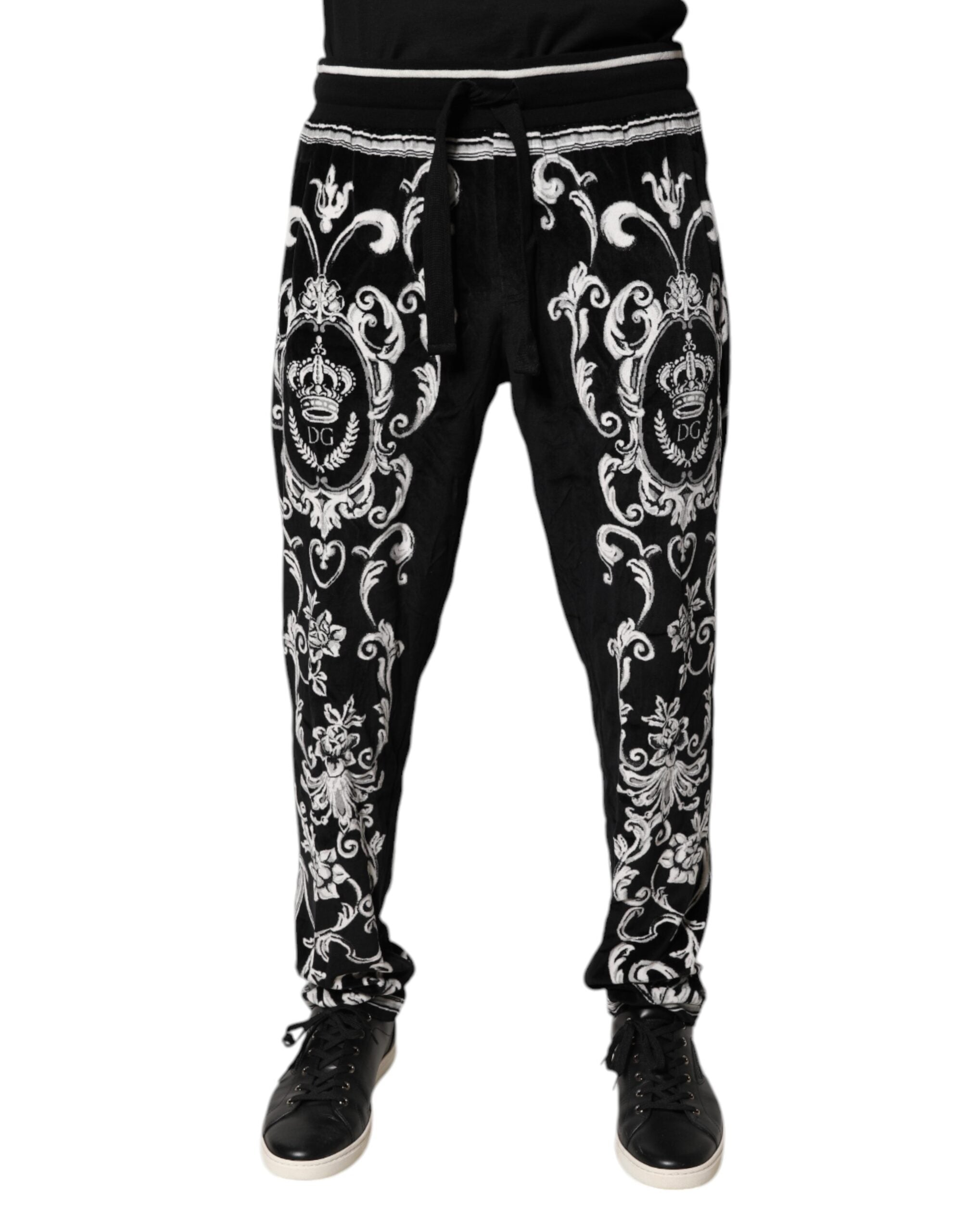 Dolce & Gabbana Black Bandana Cotton Jogger Pants