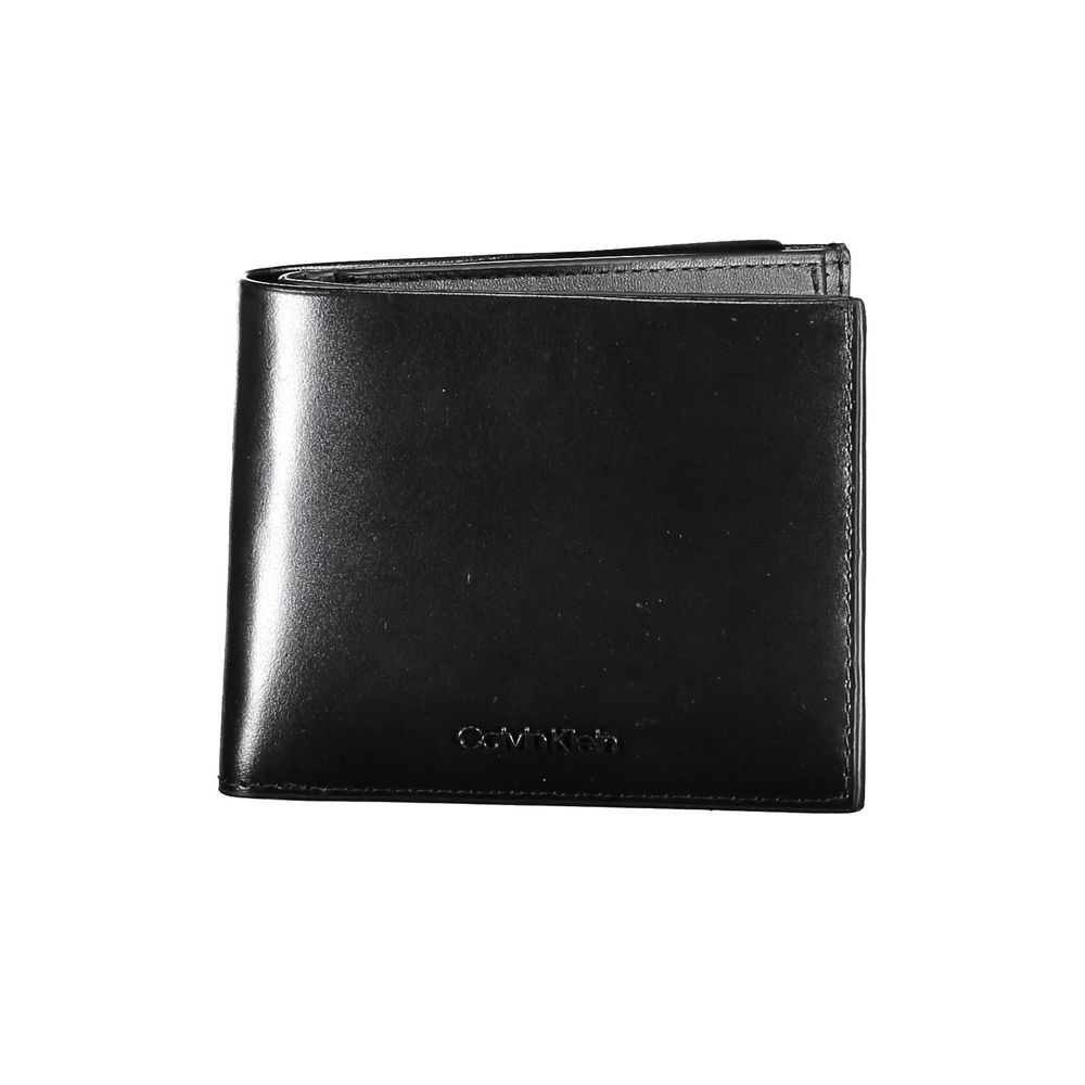 Μαύρο δερμάτινο ανδρικό πορτοφόλι Calvin Klein