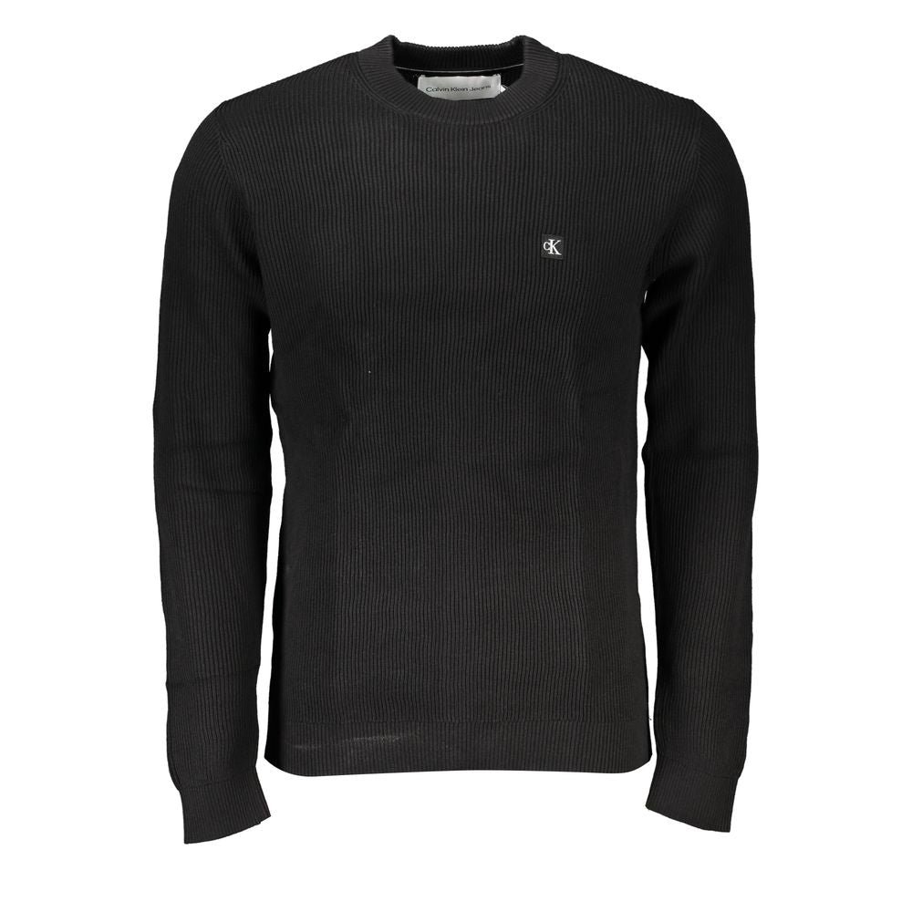 Calvin Klein Sleek μαύρο πουλόβερ με λαιμόκοψη με λογότυπο