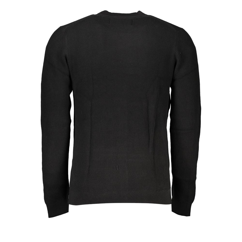 Calvin Klein Sleek μαύρο πουλόβερ με λαιμόκοψη με λογότυπο