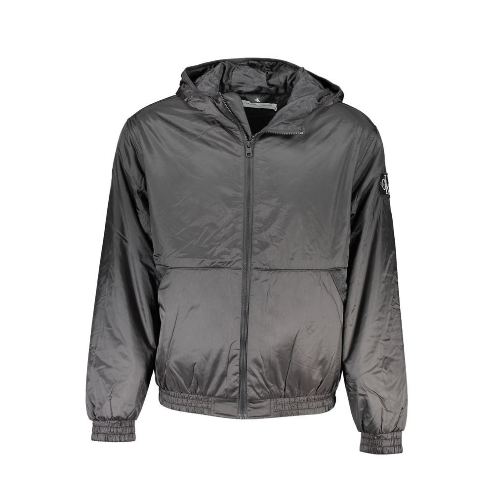 Calvin Klein Sleek μαύρη κουκούλα μπουφάν με λεπτομέρεια αντίθεσης