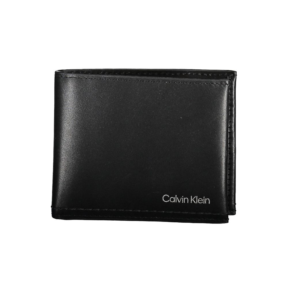 Μαύρο δερμάτινο ανδρικό πορτοφόλι Calvin Klein