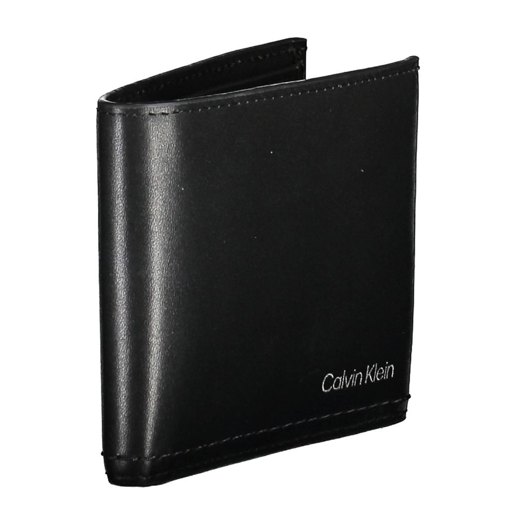 Μαύρο δερμάτινο ανδρικό πορτοφόλι Calvin Klein