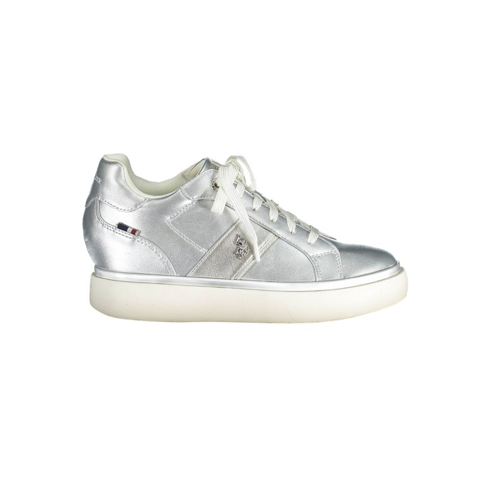 US POLO ASSN. Γυναικεία αθλητικά παπούτσια από ασημί πολυεστέρα