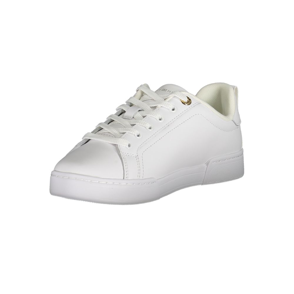Tommy Hilfiger Chic White Lace-Up Sneakers με λεπτομέρεια αντίθεσης