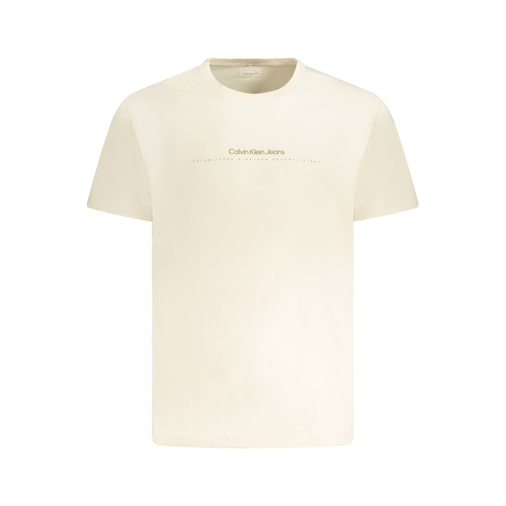 Ανδρικό μπλουζάκι Calvin Klein Beige Cotton