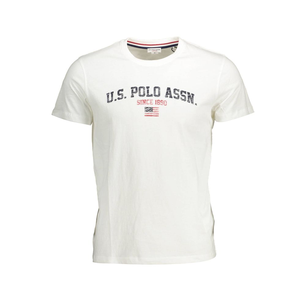 US POLO ASSN. Λευκό βαμβακερό ανδρικό μπλουζάκι