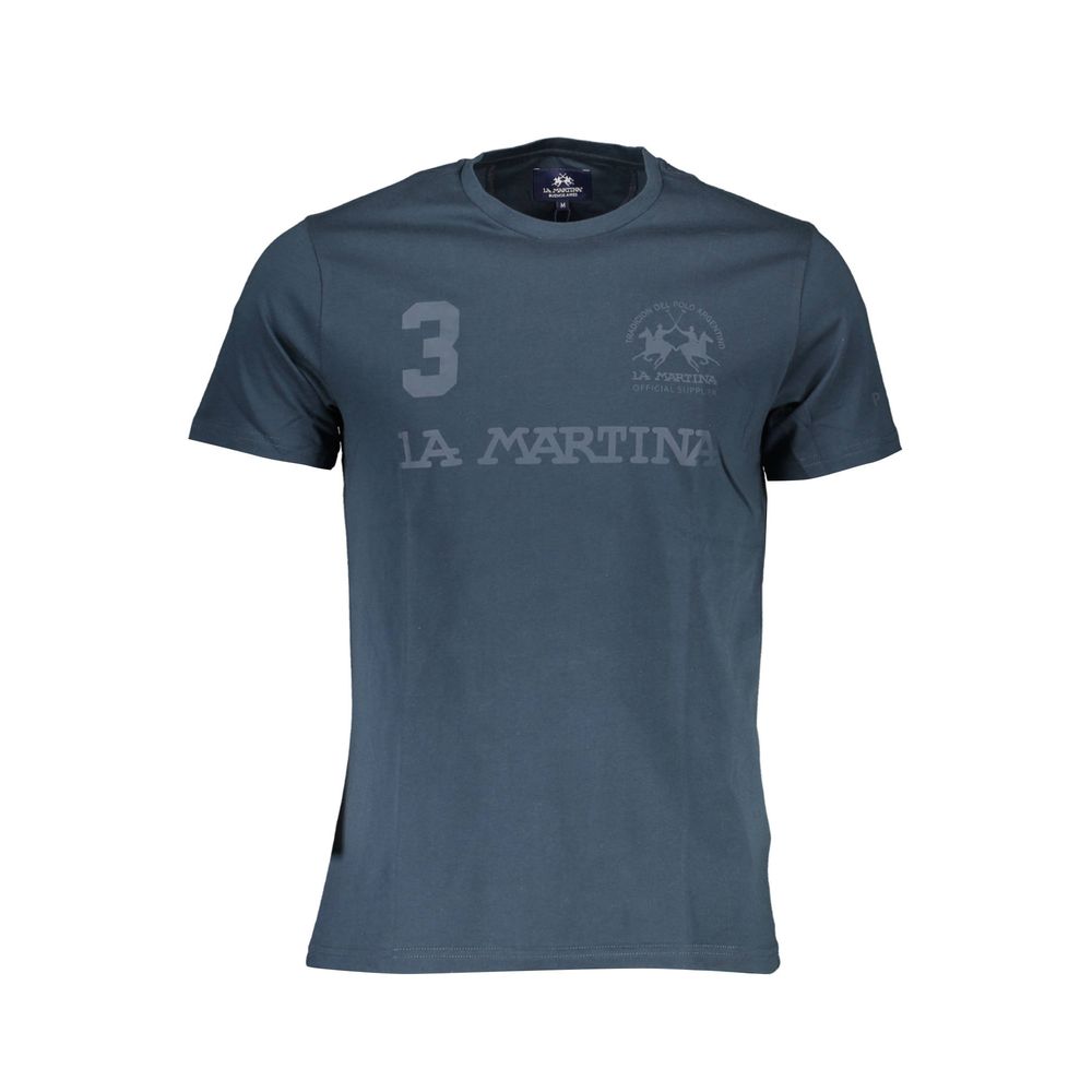 Ανδρικό μπλουζάκι La Martina Blue Cotton
