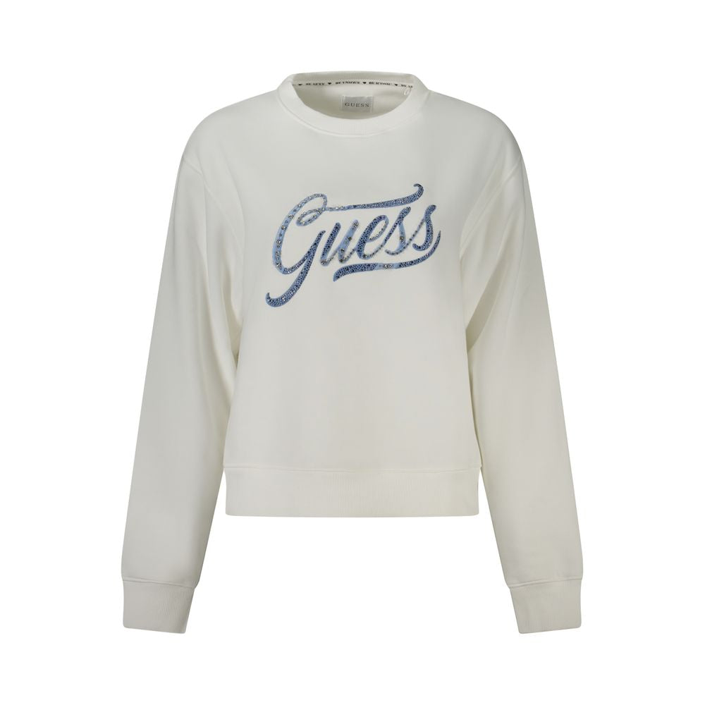 Λευκό βαμβακερό πουλόβερ Guess Jeans