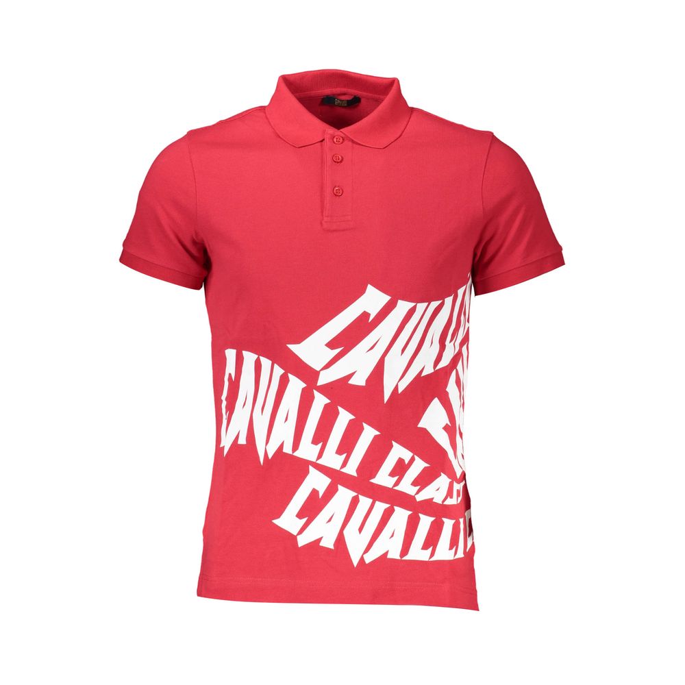 Cavalli Class Red Cotton Polo Shirt