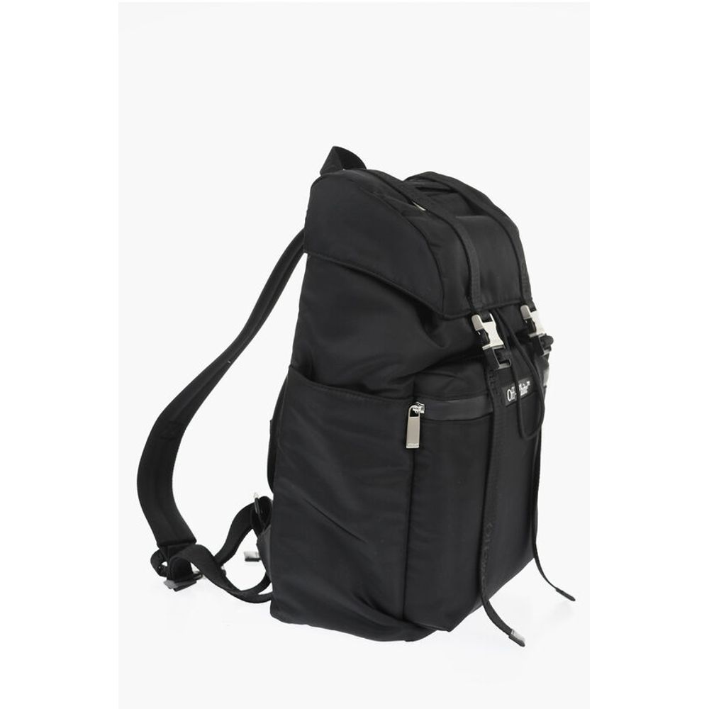 Off-White Solid Color Nylon Hiking Backpack