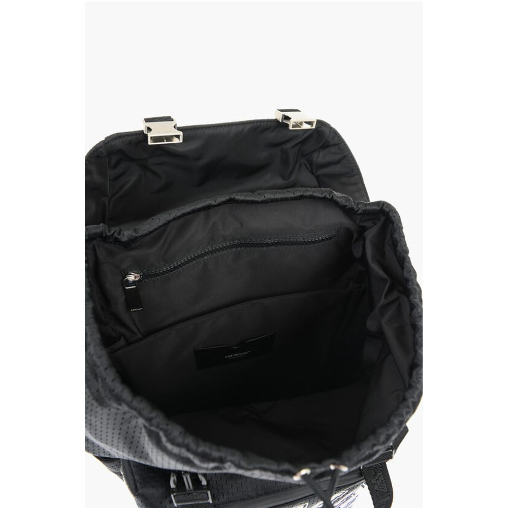 Off-White Perforated Nylon Hiking Backpack with Contrasting Details