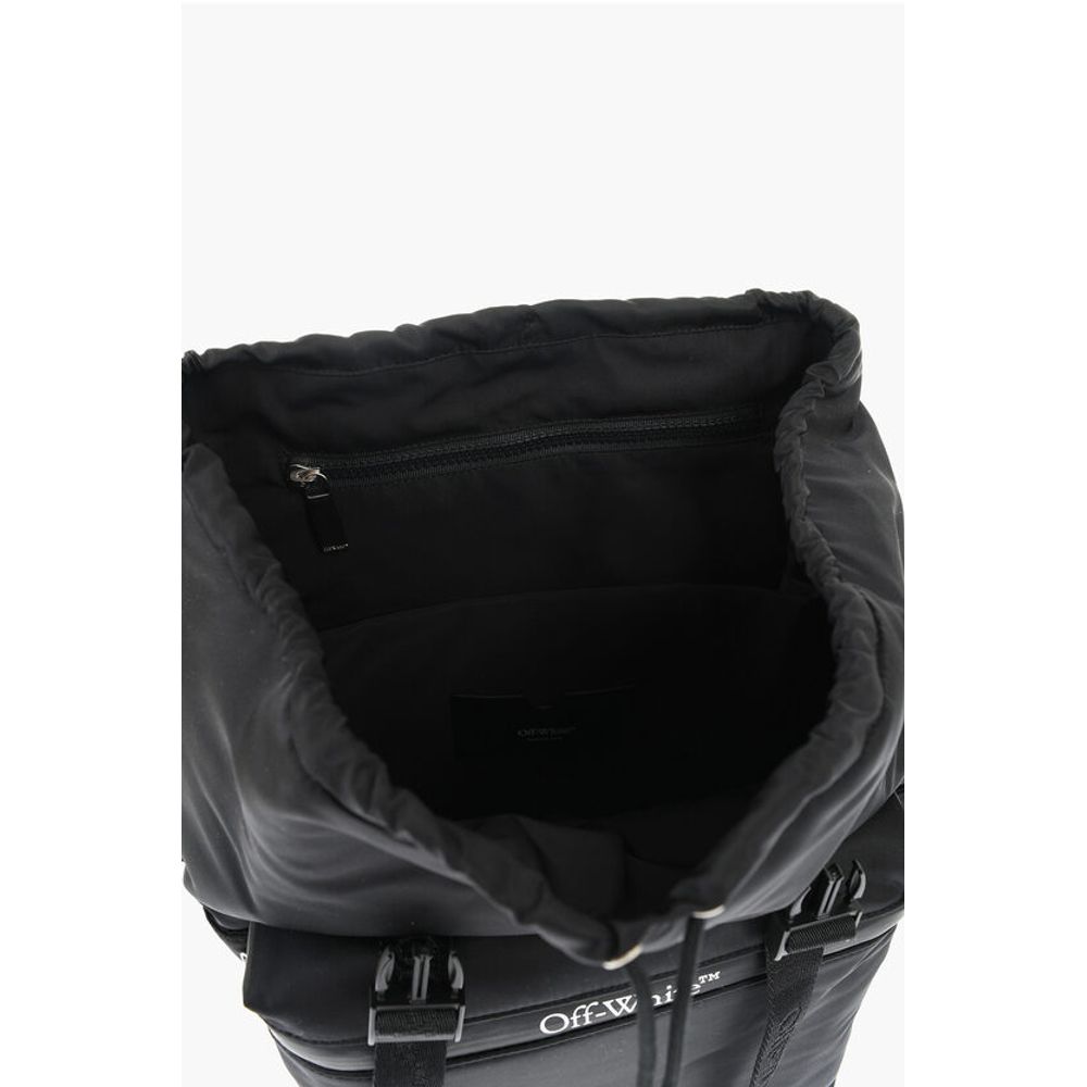 Off-White Solid Color Nylon Hiking Backpack
