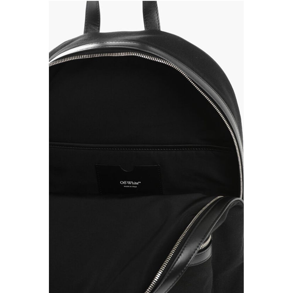 Off-White Solid Color Canvas Backpack with Embroidered Logo