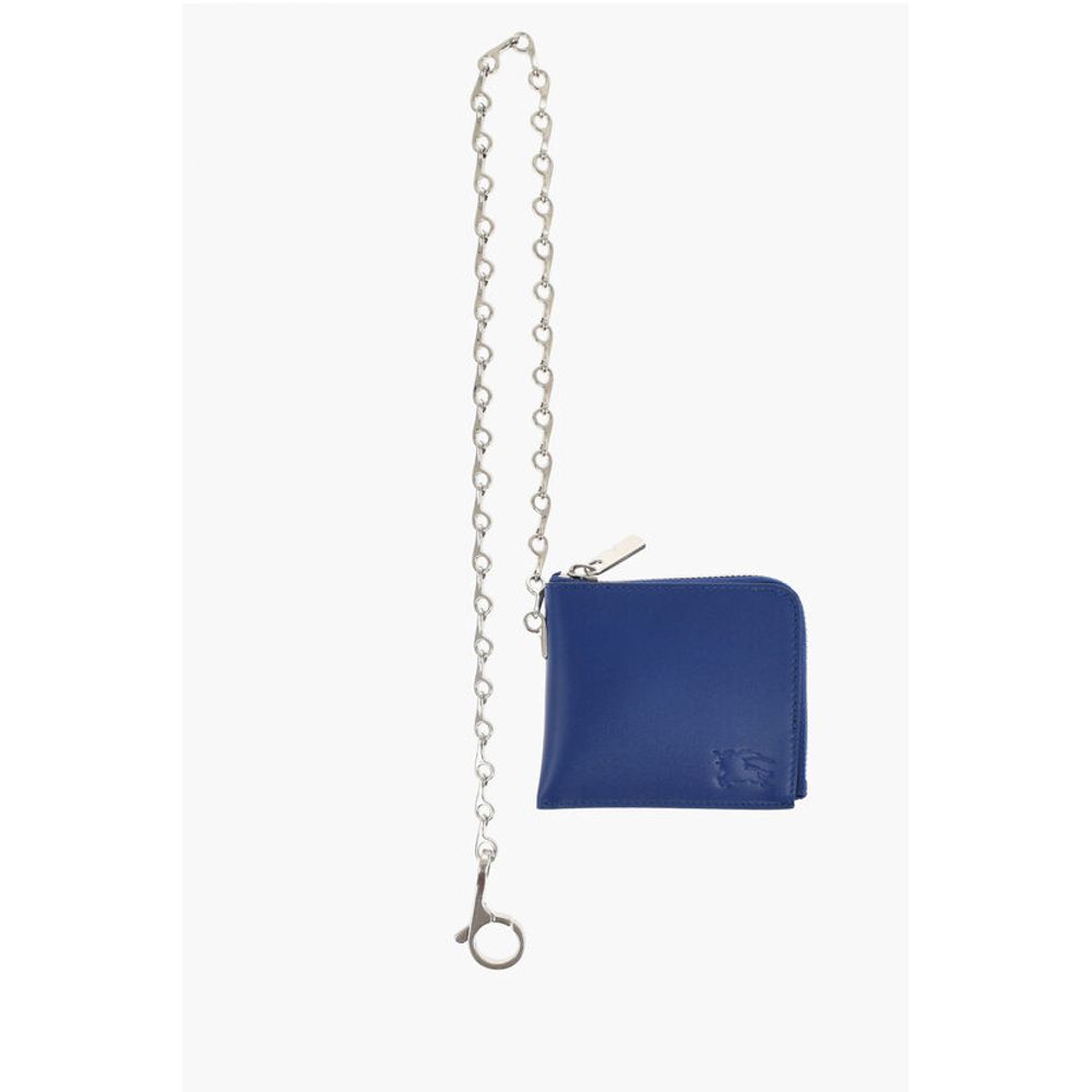 Burberry Leather Wallet with Silver-Tone Chain