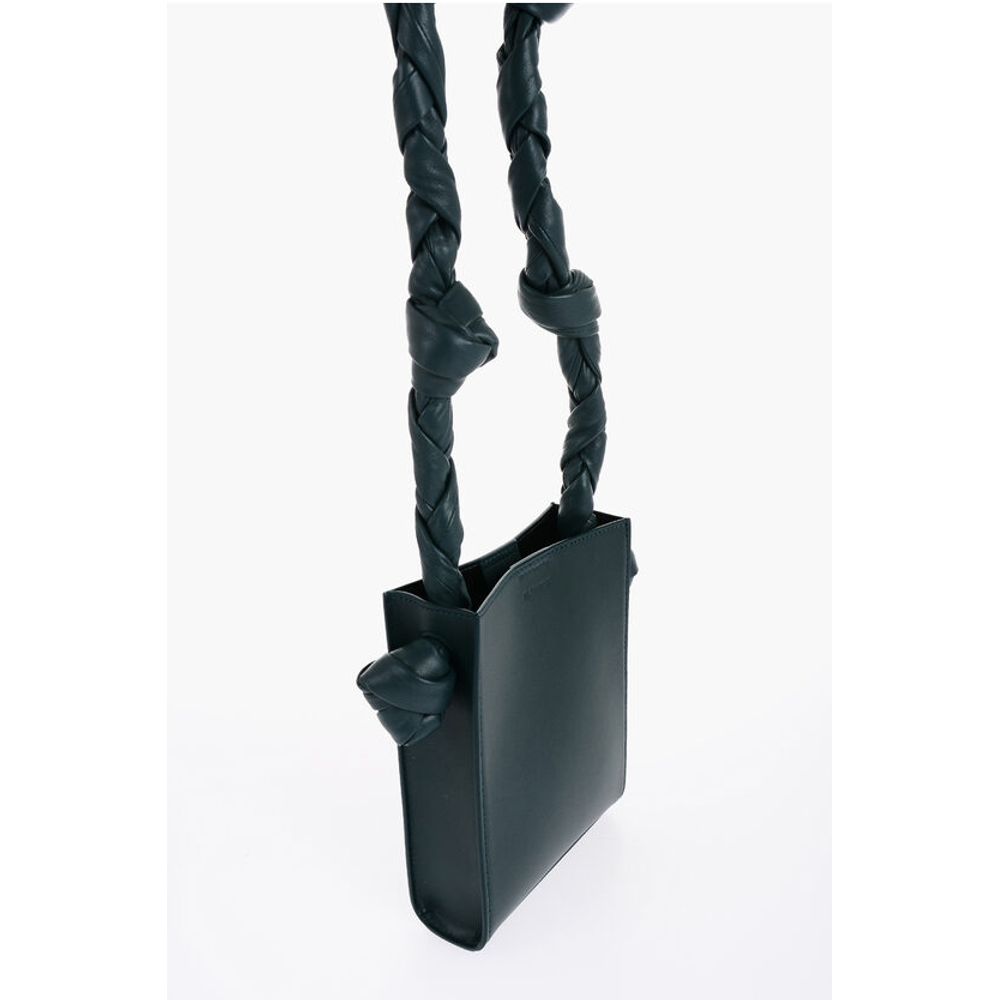 Jil Sander Leather TANGLE Shoulder Bag with Woven Handle