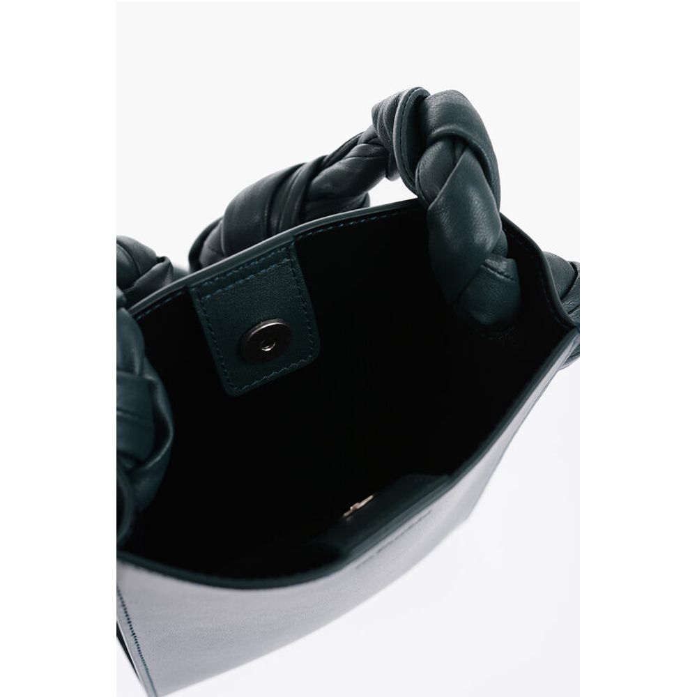 Jil Sander Leather TANGLE Shoulder Bag with Woven Handle