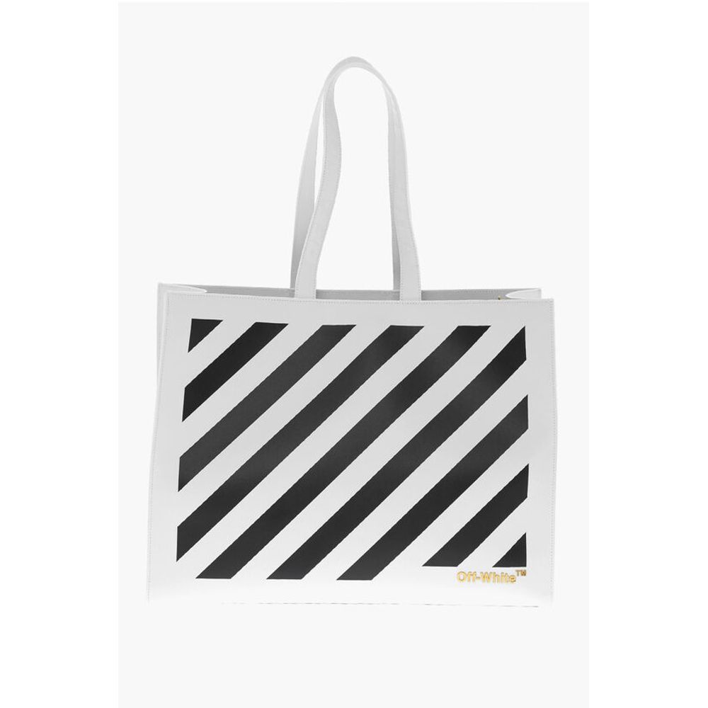 Off-White Leather DIAG HYBRID Tote Bag with Removable Shoulder Strap