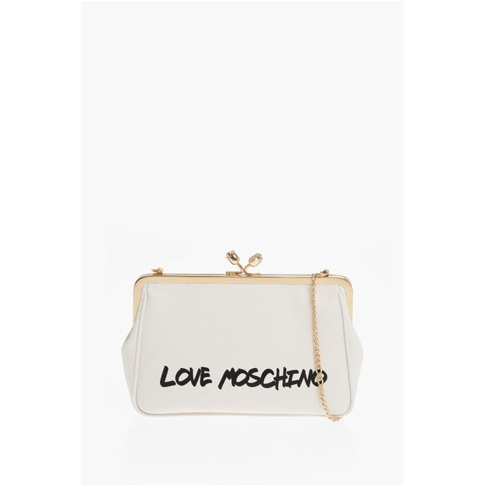 Moschino LOVE Solid Color Handbag with Printed Logo and Removable Cha