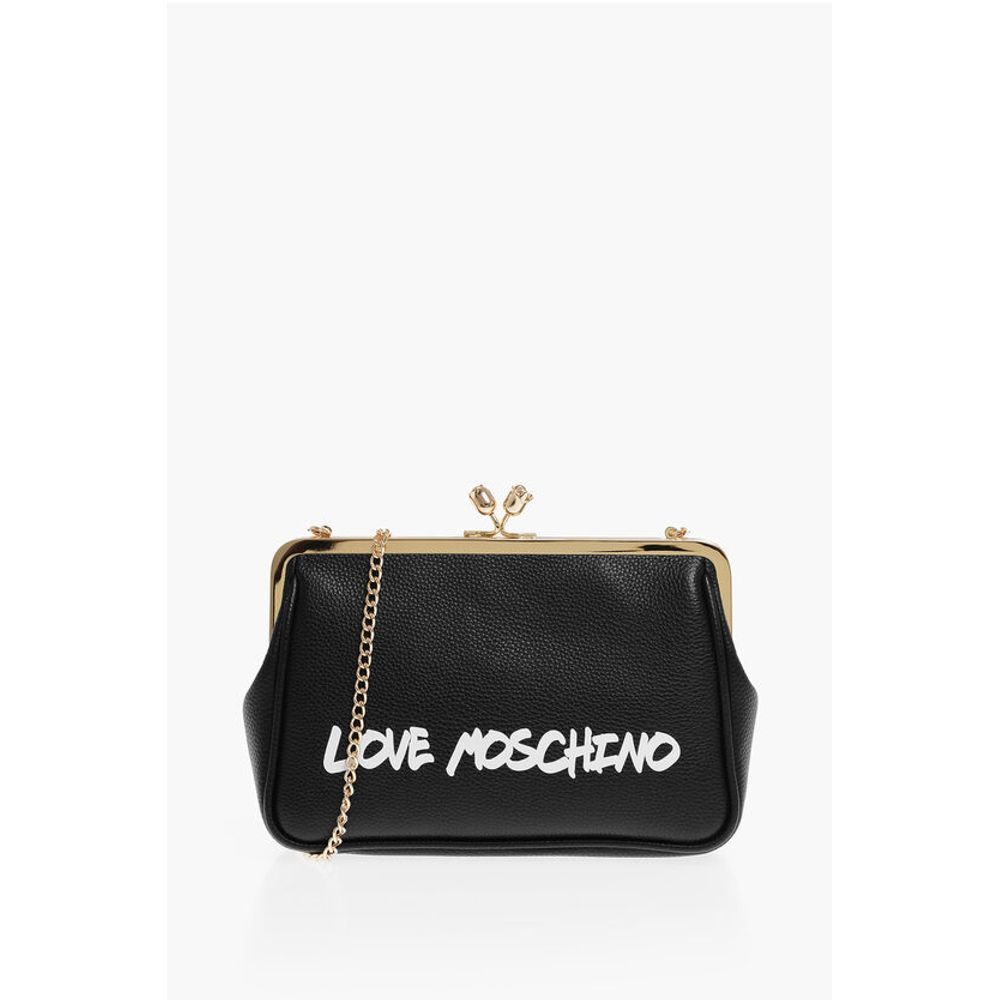Moschino LOVE Solid Color Handbag with Printed Logo and Removable Cha