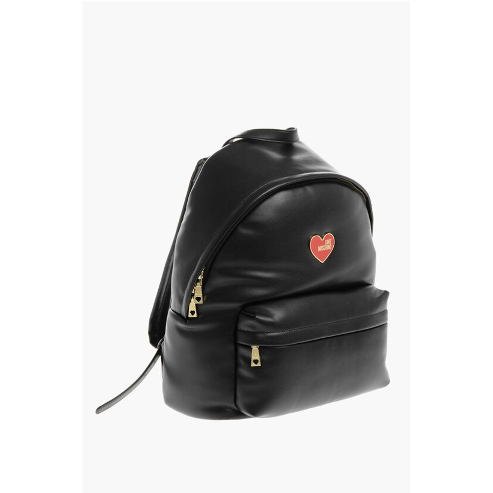 Moschino LOVE Faux Leather Backpack with Metal Heart