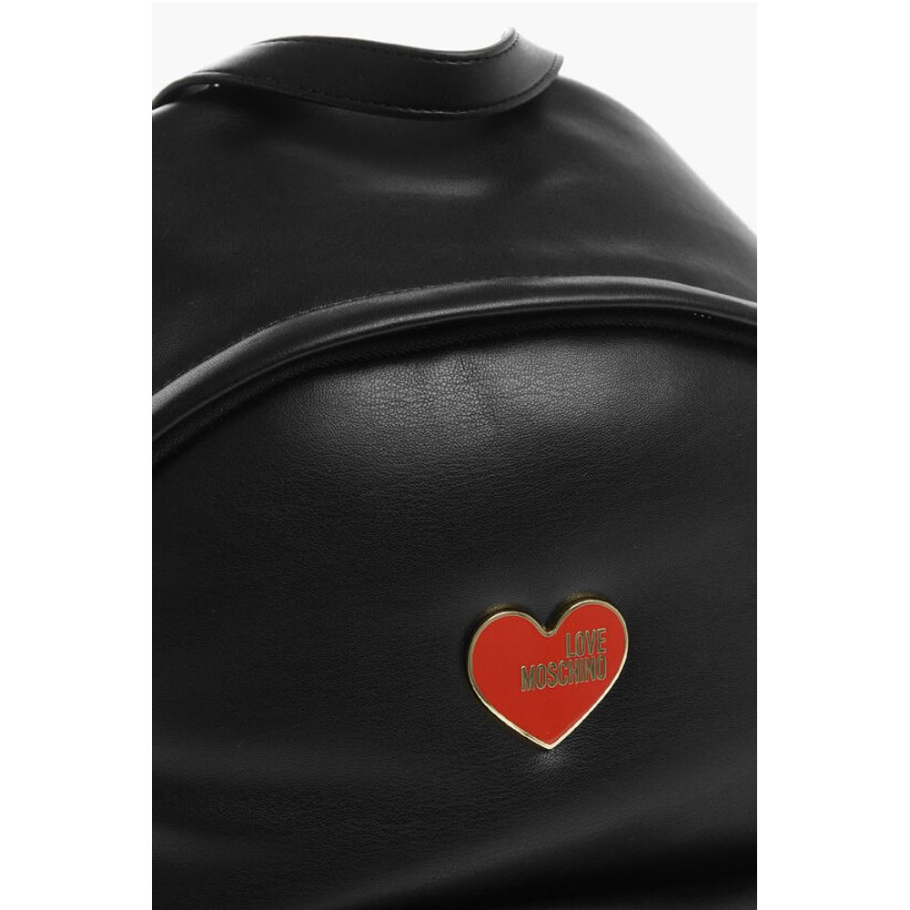 Moschino LOVE Faux Leather Backpack with Metal Heart