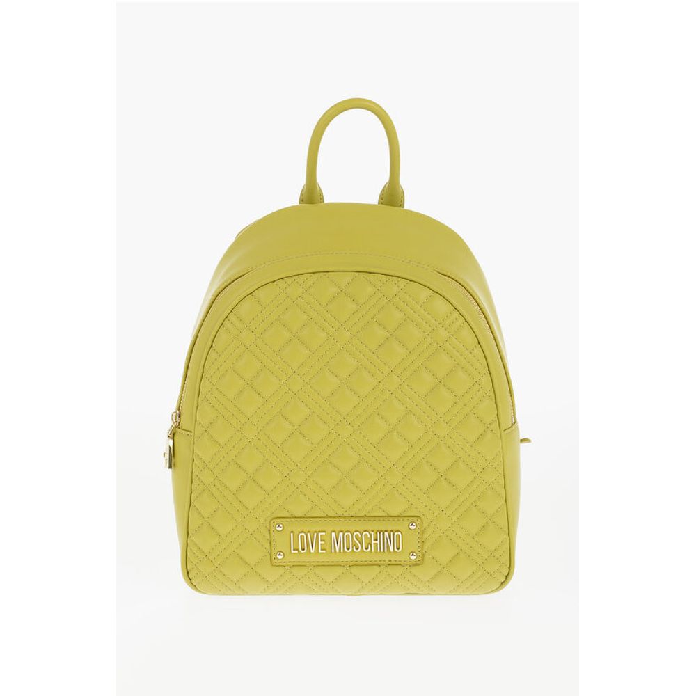 Moschino LOVE Quilted Faux Leather Backpack with Golden Logo