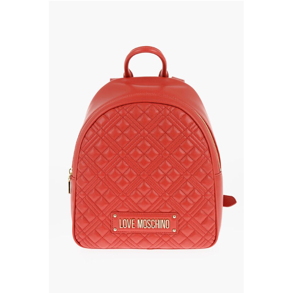 Moschino LOVE Quilted Faux Leather Backpack with Golden Logo