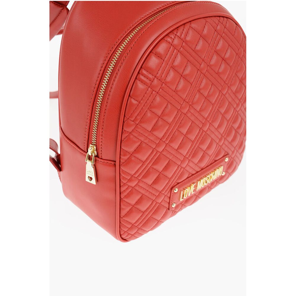 Moschino LOVE Quilted Faux Leather Backpack with Golden Logo