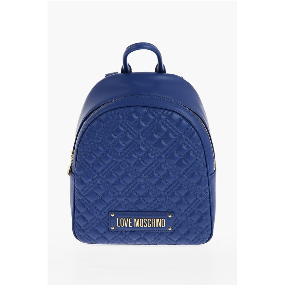 Moschino LOVE Quilted Faux Leather Backpack with Golden Logo