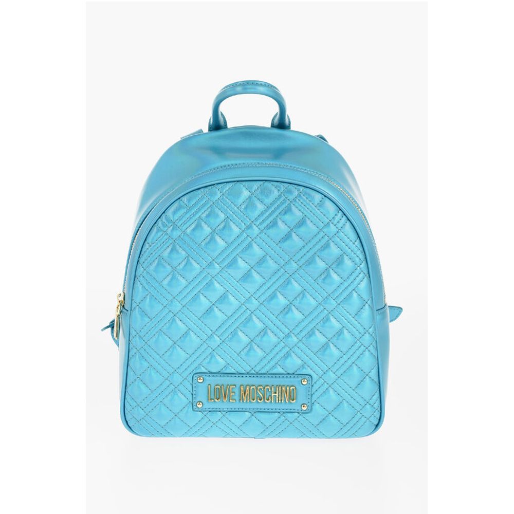 Moschino LOVE Quilted Laminated Faux Leather Backpack