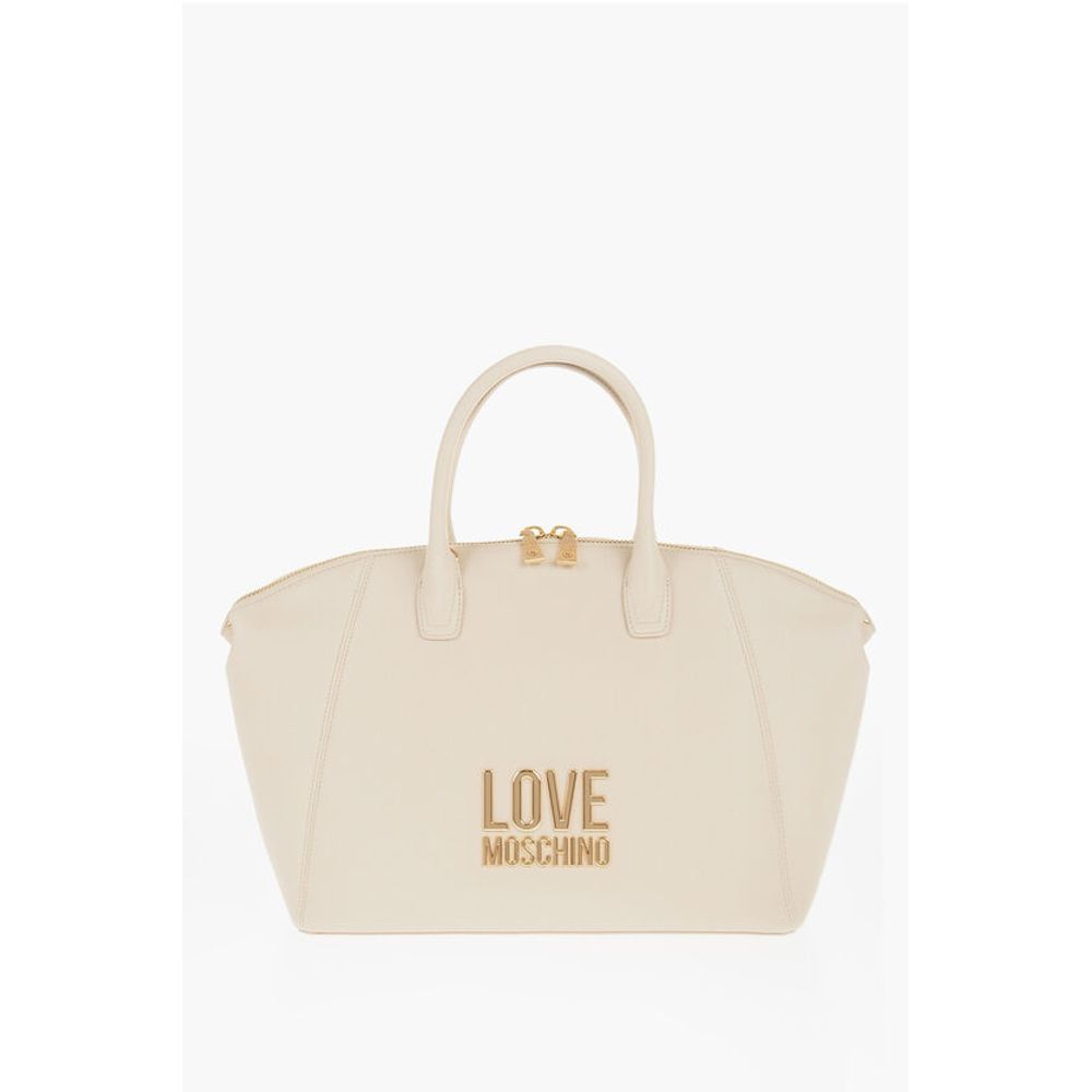 Moschino LOVE Faux Leather Tote Bag with Golden Logo