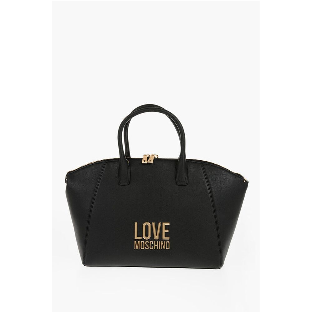 Moschino LOVE Faux Leather Tote Bag with Golden Logo