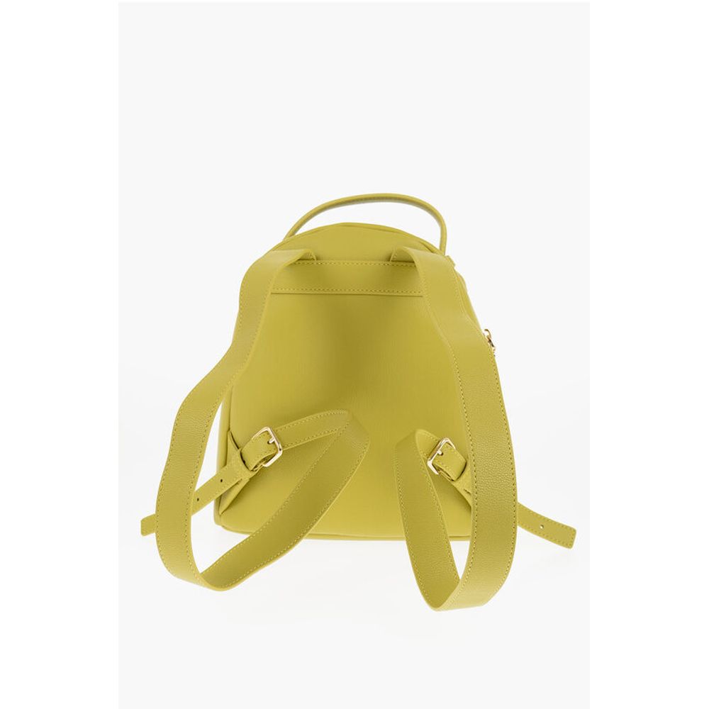 Moschino LOVE Solid Color Faux Leather Backpack with Golden Logo
