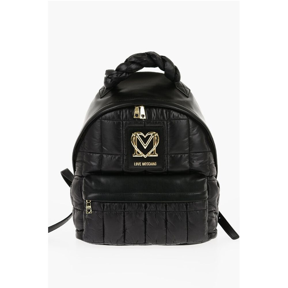 Moschino LOVE Quilted Nylon Backpack with Faux Leather Trims